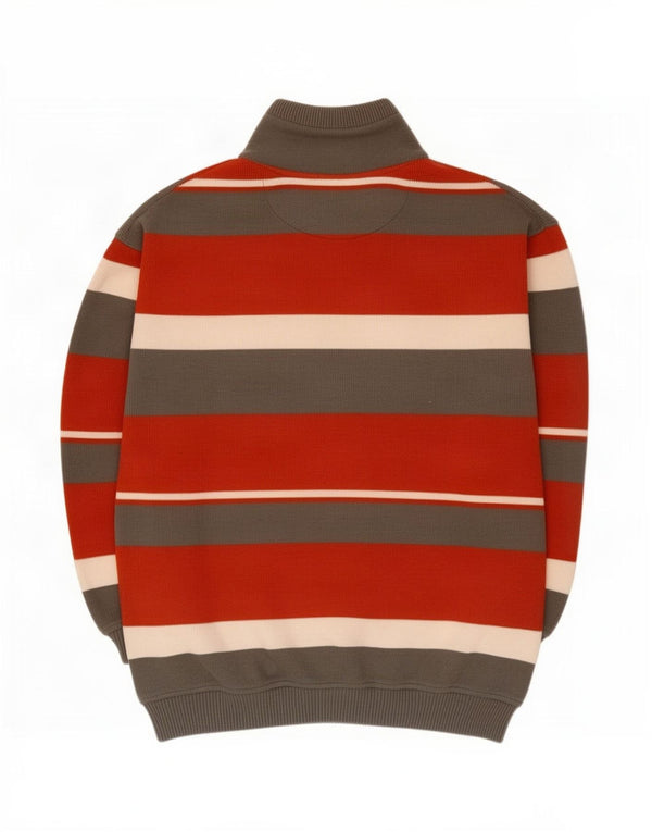 Maglione da uomo con zip e collo Engbers 2XL in cotone a righe multicolore