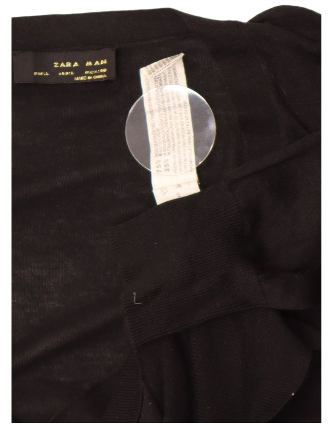 Maglione cardigan da uomo Zara grande in seta nera