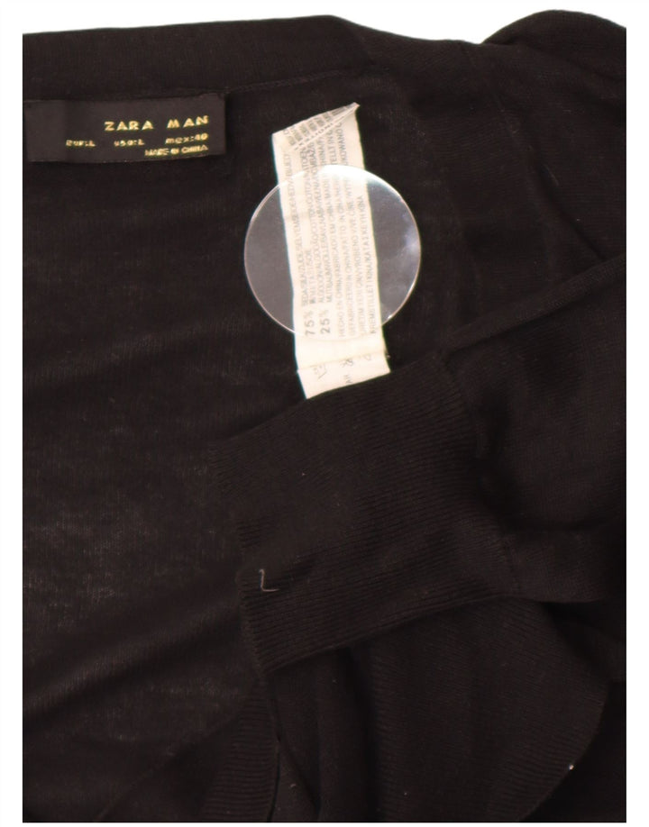 Maglione cardigan da uomo Zara grande in seta nera