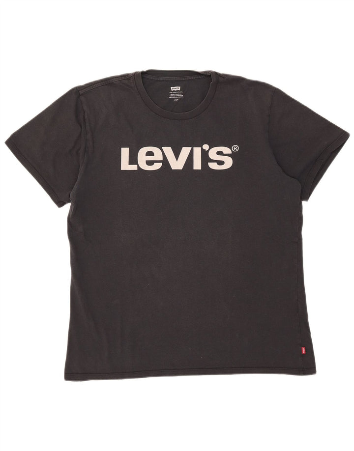 T-shirt grafica da donna Levi's Top UK 16 grande cotone grigio
