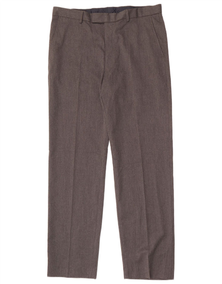 Pantaloni da abito vestibilità regolare Marks & Spencer da uomo W34 L33 poliestere grigio