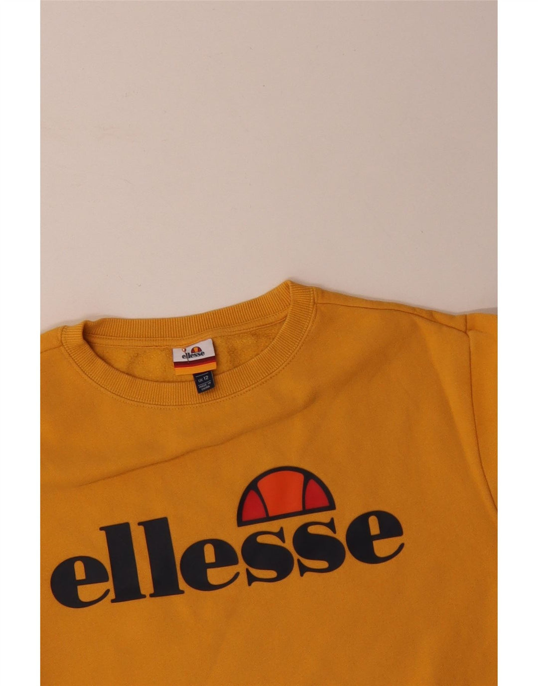 ELLESSE Felpa oversize con grafica da donna Maglione UK 12 Giallo medio