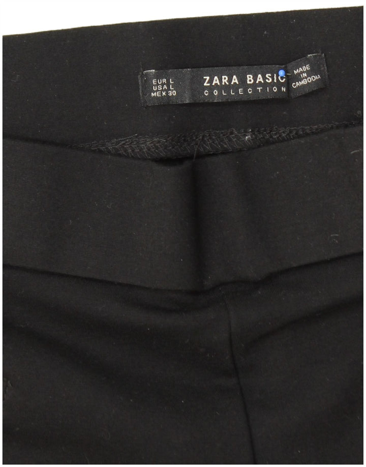ZARA Womens Slim Cropped Trousers Large W30 L25 Black Viscose
