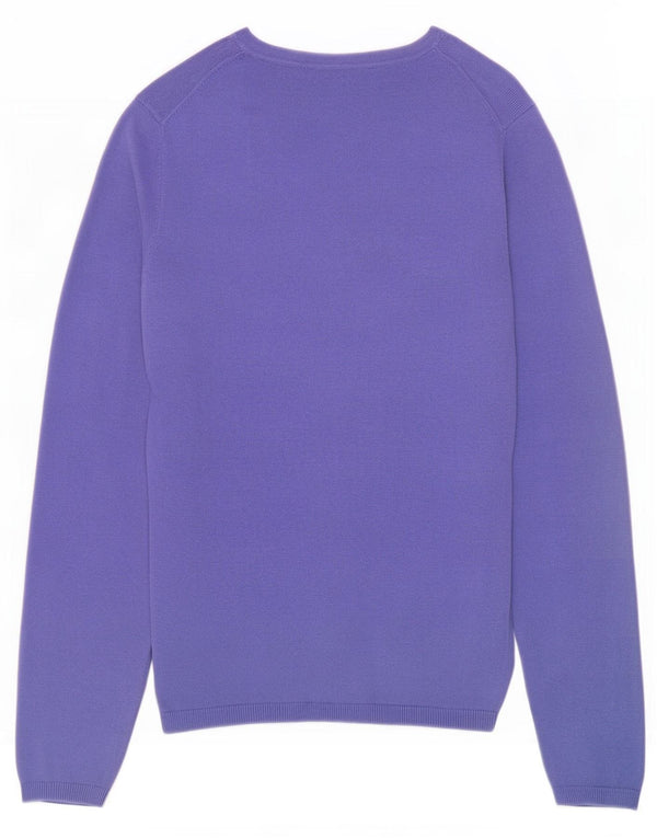 Maglione maglione con scollo a V da donna Tommy Hilfiger UK 10 piccolo cotone viola