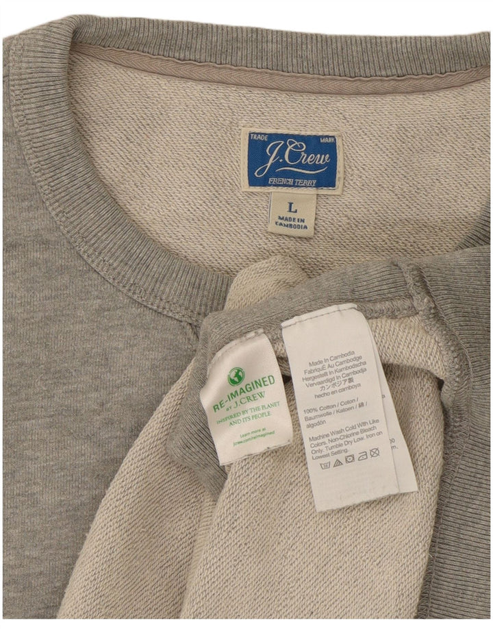 J. Crew Felpa da uomo Maglione grande cotone chiazzato grigio