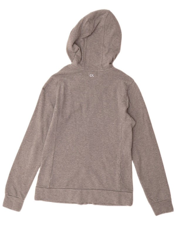 CALVIN KLEIN Felpa con cappuccio e zip Performance da donna UK 12 Grigio medio