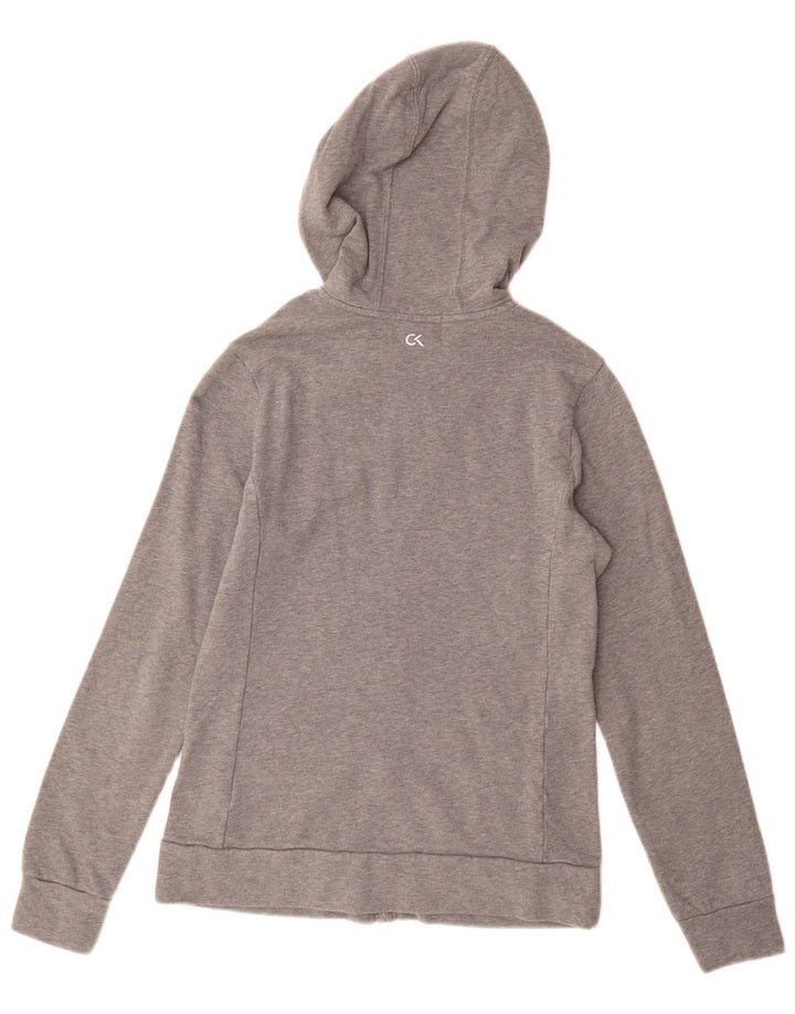 CALVIN KLEIN Felpa con cappuccio e zip Performance da donna UK 12 Grigio medio