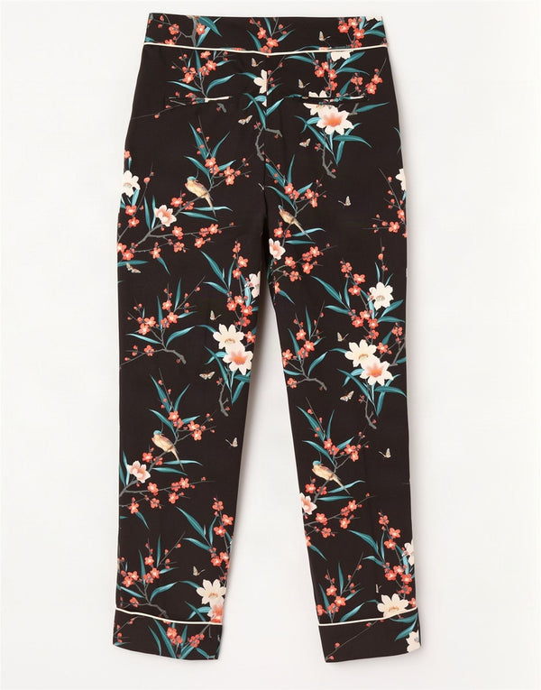 Pantaloni corti slim da donna Oasis UK 8 piccoli W28 L26 neri floreali