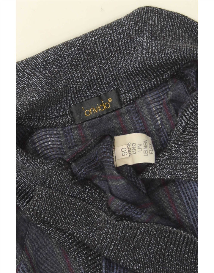 Camicia pullover vintage da uomo a maniche corte IT 50 medio a righe blu navy