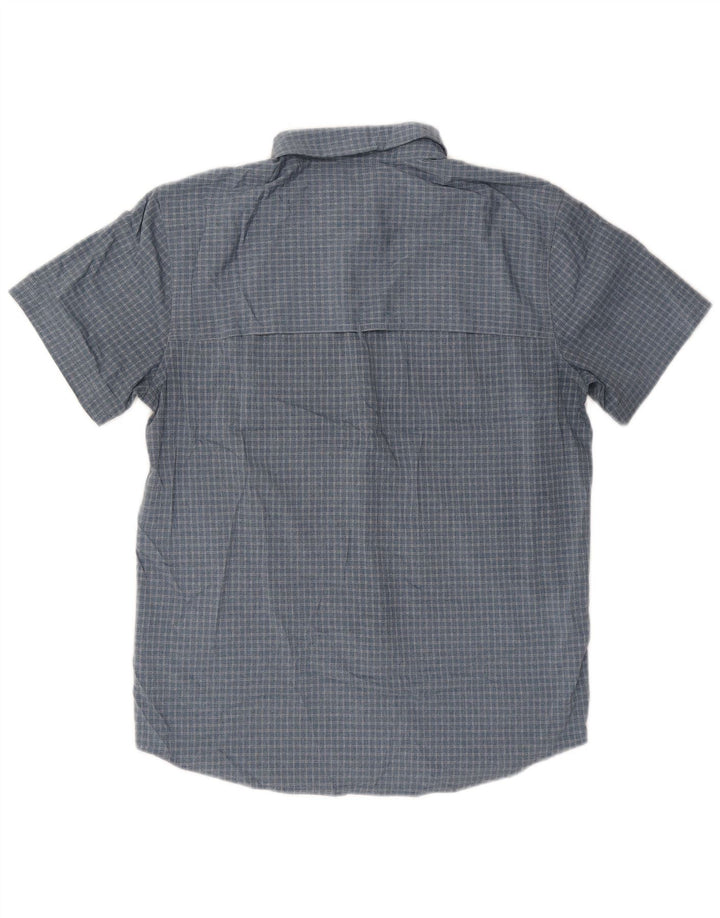PRANA Camicia a maniche corte da uomo a quadri blu medio