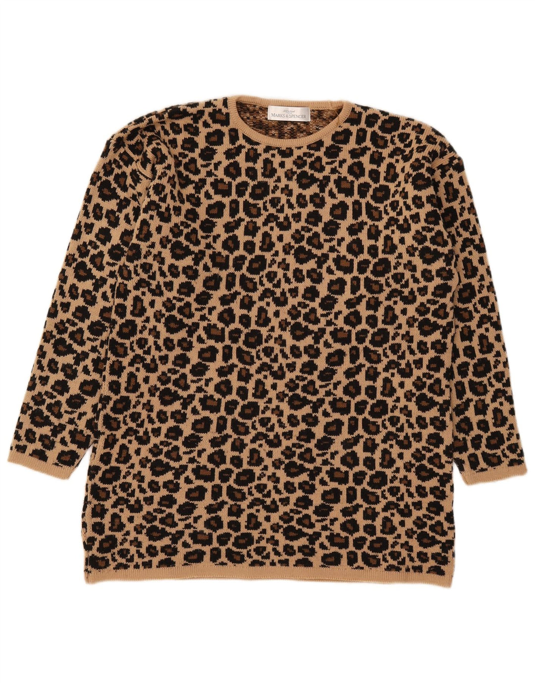 Maglione maglione girocollo da donna Marks & Spencer UK 14 grande marrone
