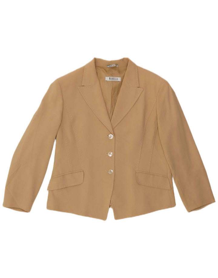 Giacca blazer a 3 bottoni da donna Marella UK 18 XL Beige viscosa