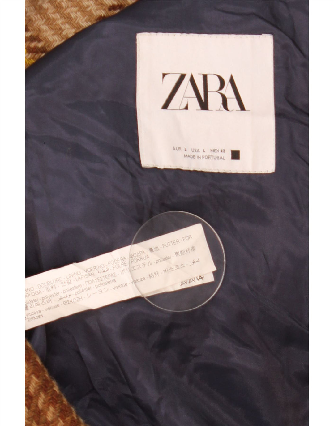 Cappotto da uomo Zara UK 40 grande lana a quadri marrone