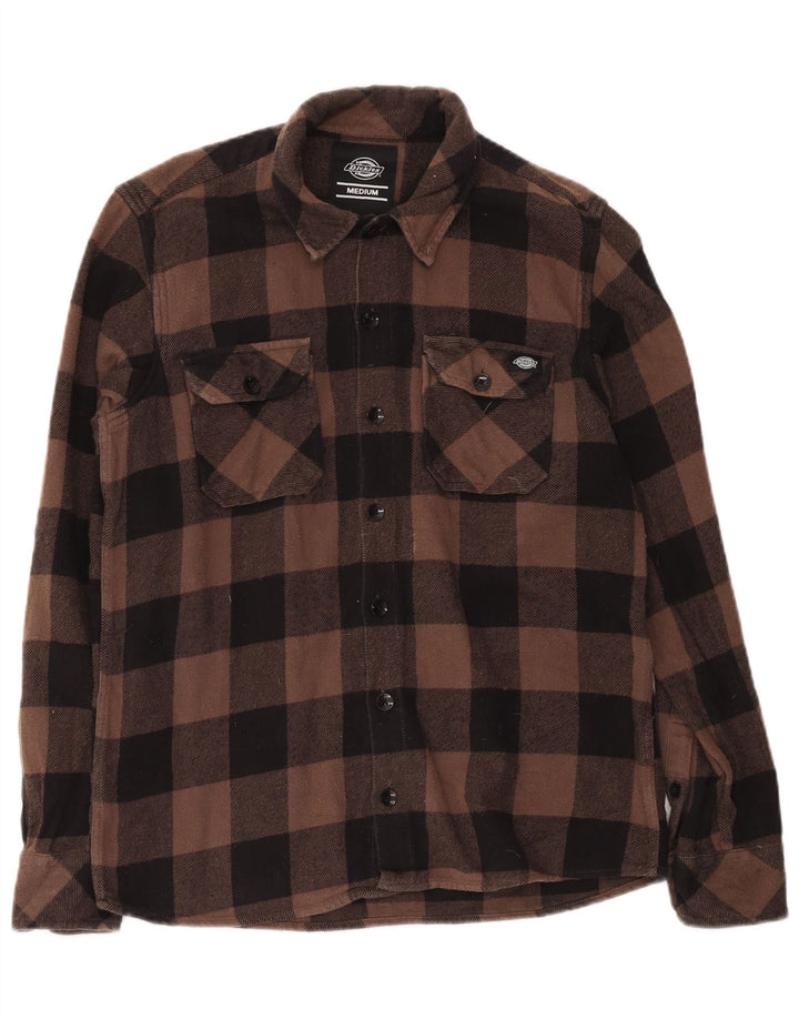 Dickies Camicia da uomo in flanella di cotone a quadretti marrone medio