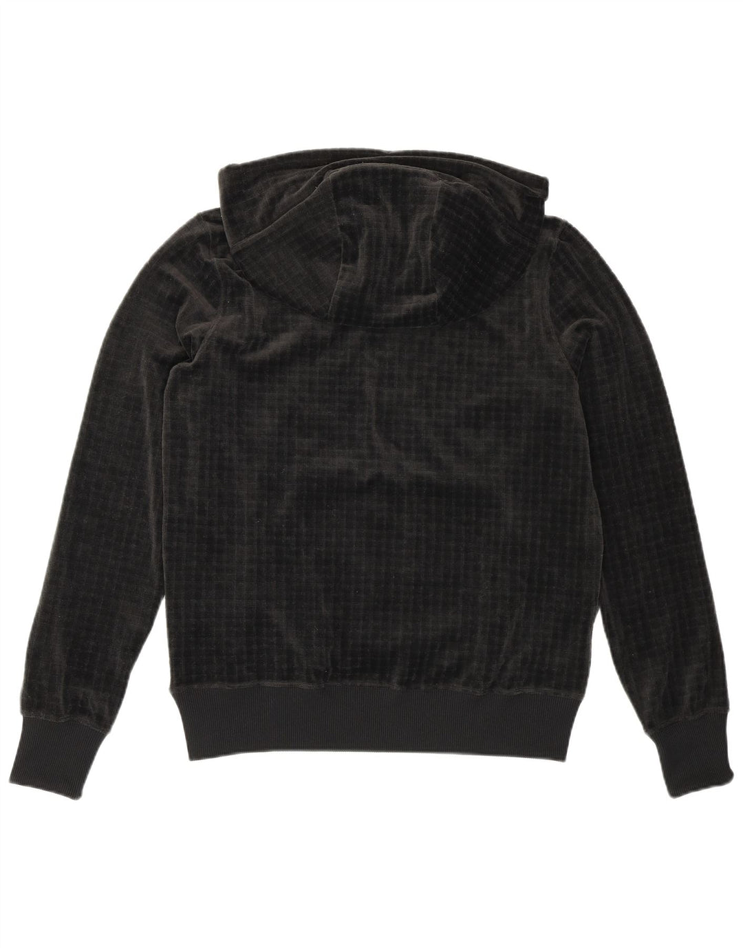 NIKE Womens Velour Oversized Hoodie Jumper UK 10 Small Black Check