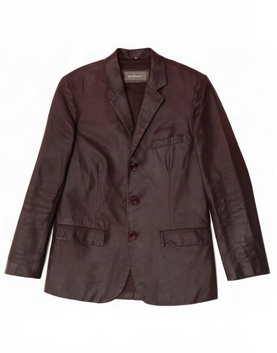 Giacca blazer in pelle da uomo a 3 bottoni Ben Sherman UK 38 Marrone medio
