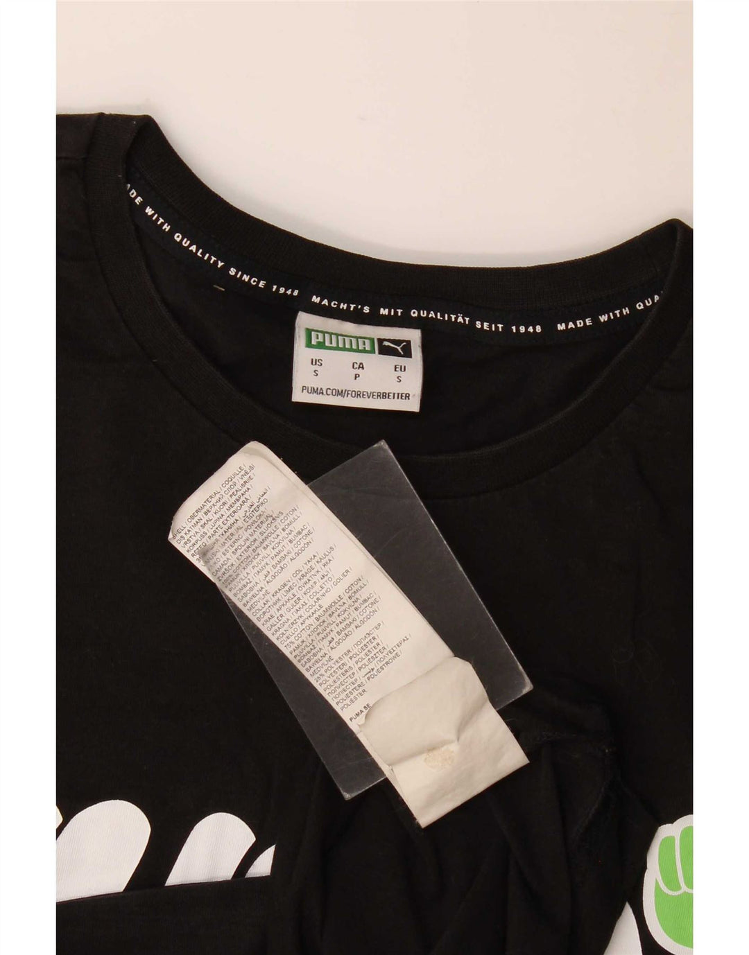 T-shirt grafica da uomo Puma Top Small in cotone nero