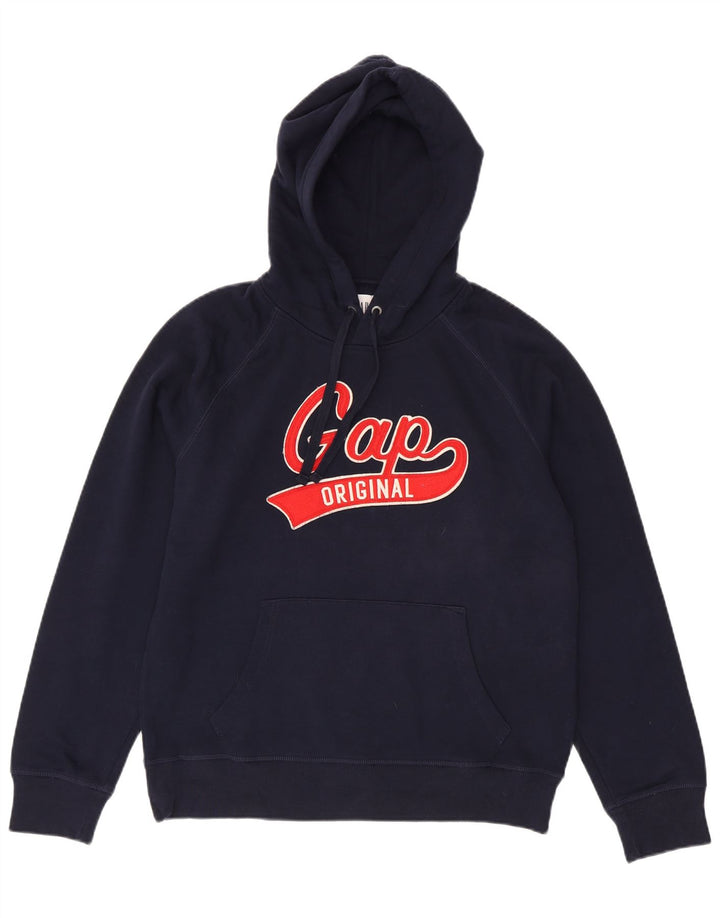 Maglione con cappuccio grafico da uomo GAP grande in cotone blu navy