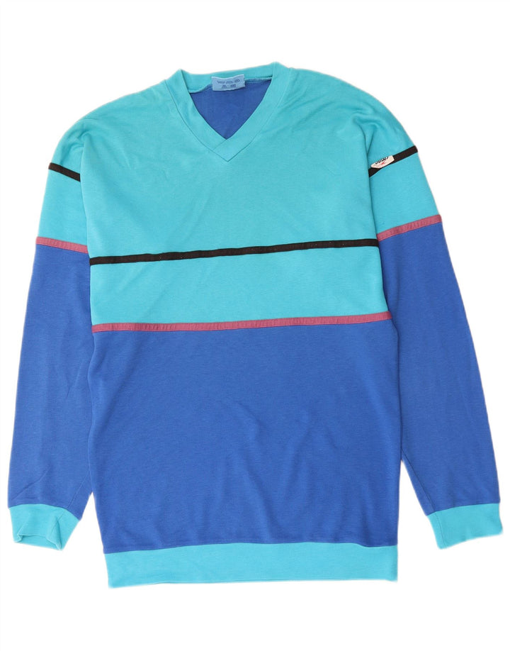 Maglia da uomo Crane a maniche lunghe IT 48/50 in cotone color block blu medio