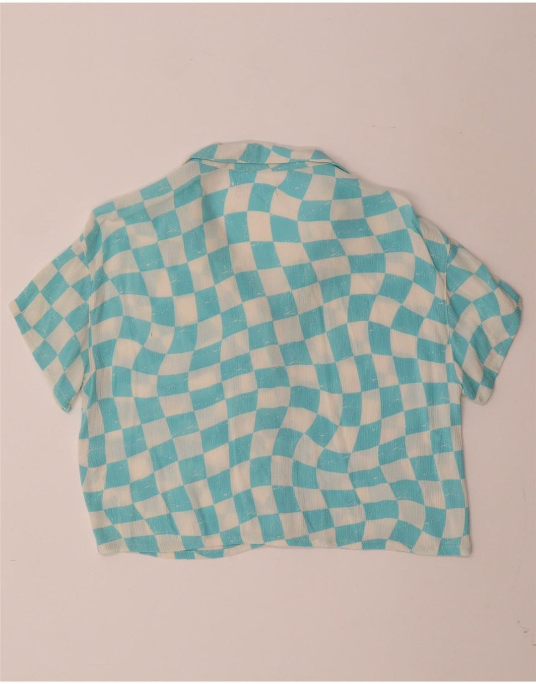 ZARA Camicia a Maniche Corte per Bambina 11-12 Anni Blu in Viscosa Geometrica