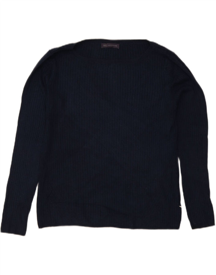 Maglione maglione con scollo a barca da donna Marks & Spencer UK 12 medio blu navy