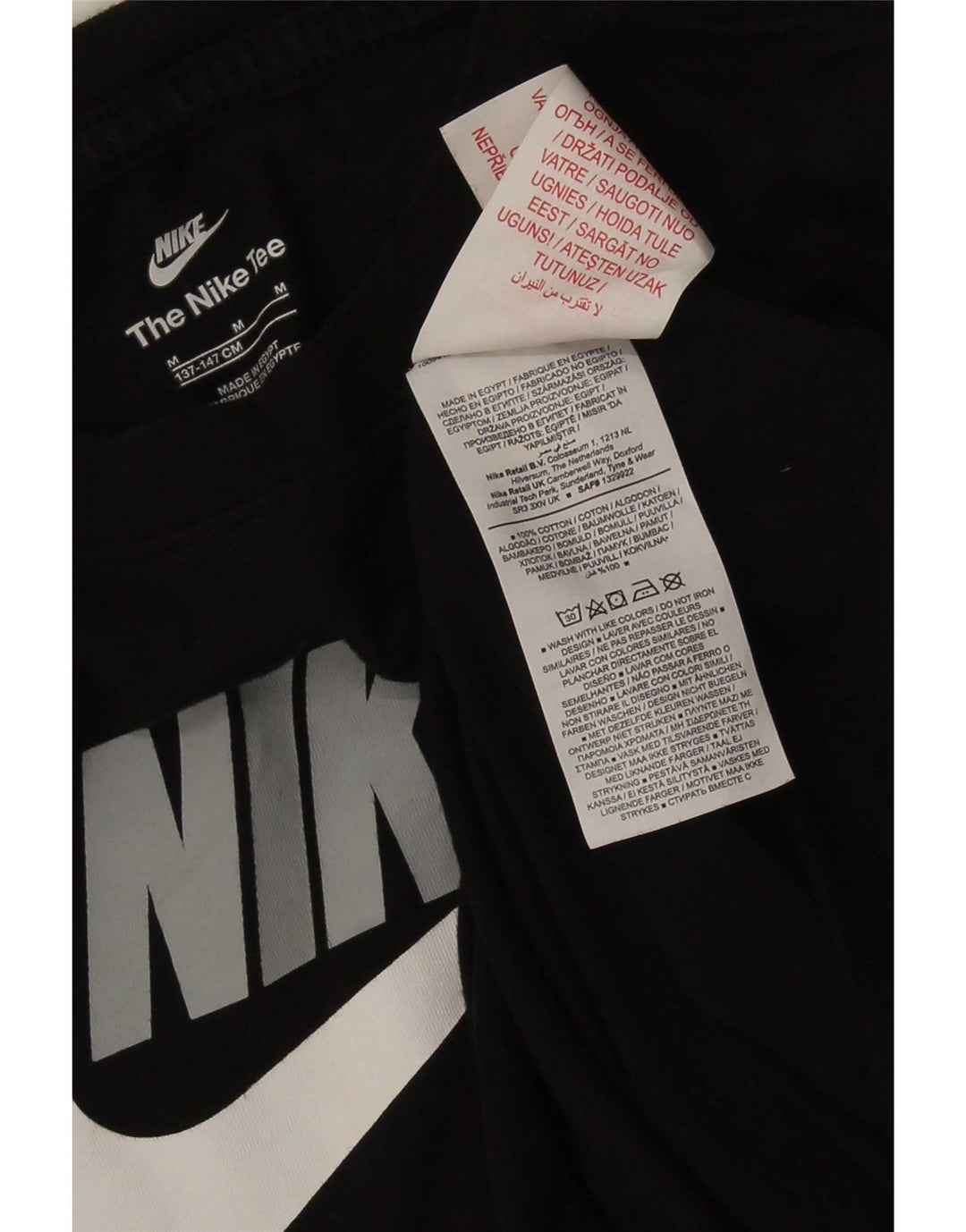 T-shirt grafica da ragazzo Nike Top 10-11 anni cotone nero medio