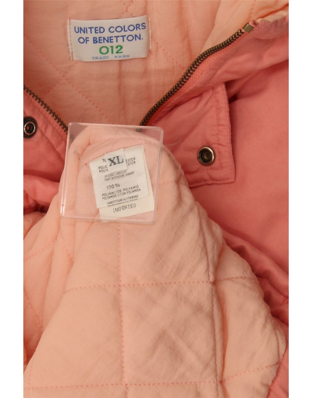 Giacca imbottita con cappuccio da donna Benetton UK 18 XL poliestere rosa