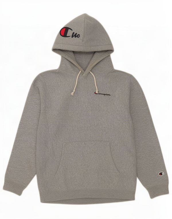 Maglione con cappuccio grafico da uomo Champion piccolo cotone chiazzato grigio