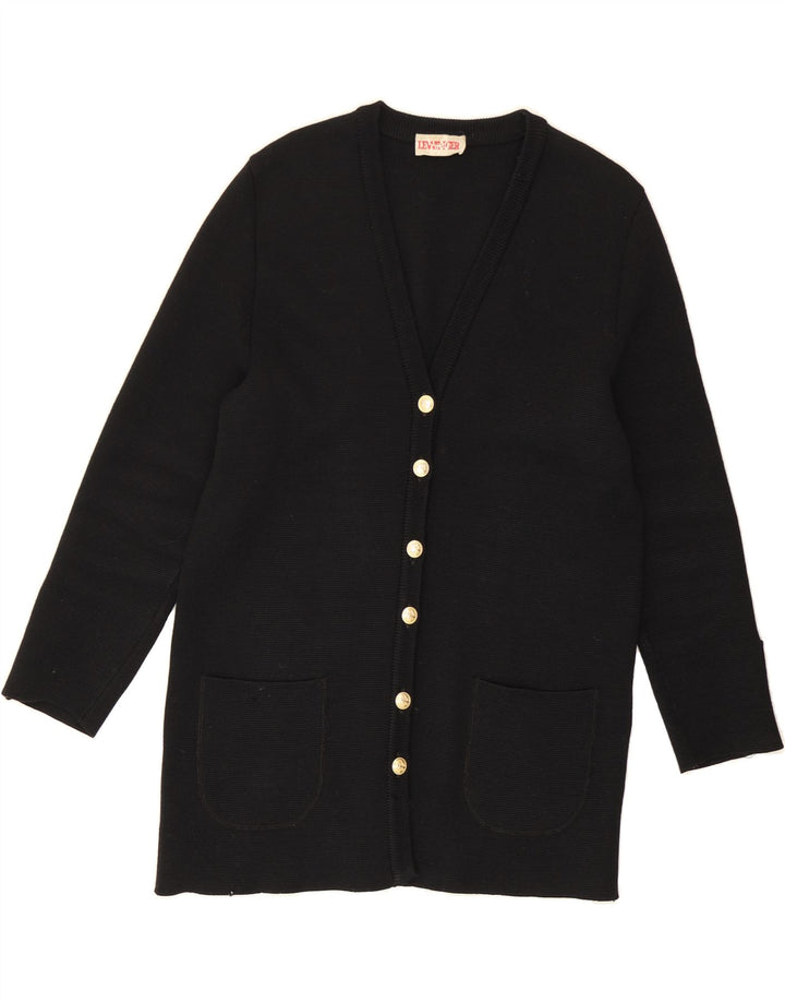 LEWINGER Womens Longline Cardigan Sweater UK 14 Large Black Wool Vintage Lewinger and Second-Hand Lewinger from Messina Hembry 