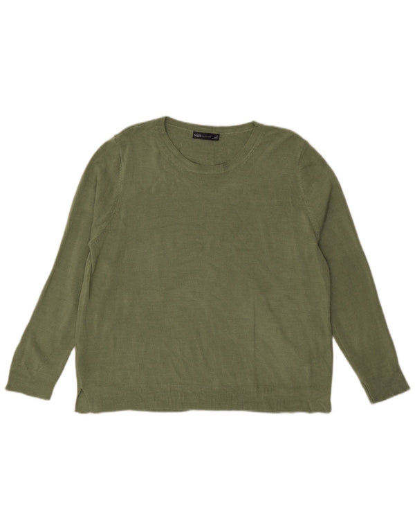 Maglione maglione girocollo da donna Marks & Spencer UK 20 2XL Acrilico kaki