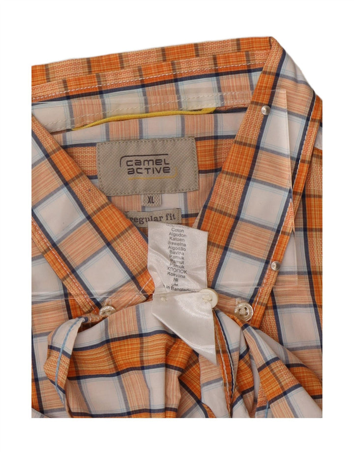 CAMEL ACTIVE Mens Regular Fit Short Sleeve Shirt XL Orange Check Cotton