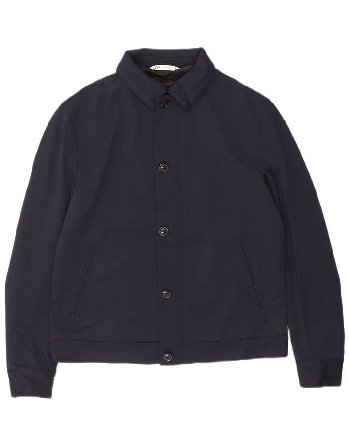 Giubbotto bomber da uomo Zara UK 40 grande poliestere blu navy