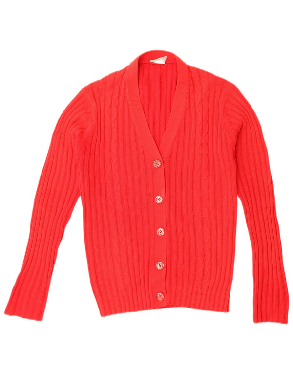 Maglione cardigan da donna vintage IT 42 Acrilico rosso medio