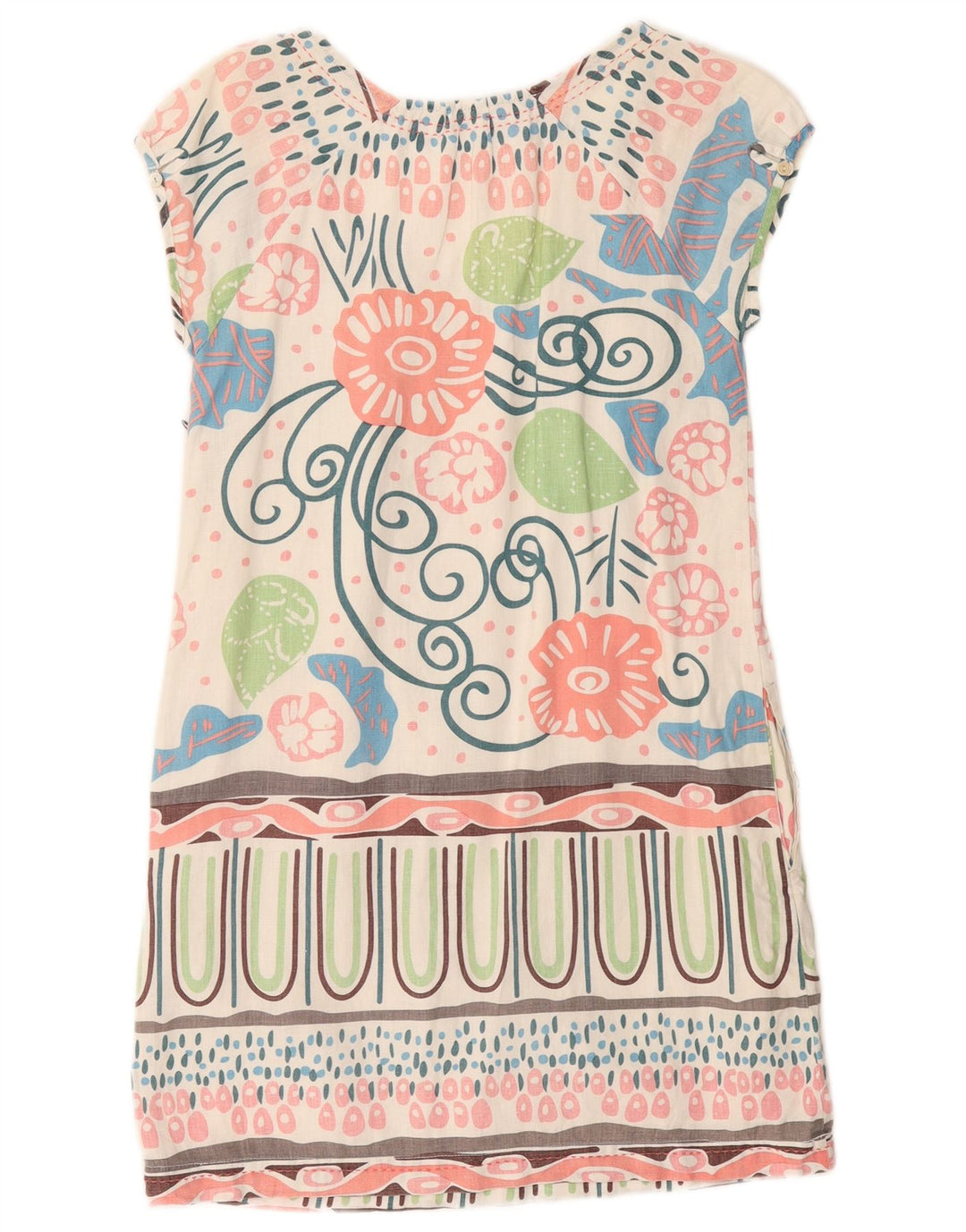 WHITE STUFF Abito a trapezio da donna UK 8 Piccolo lino floreale bianco