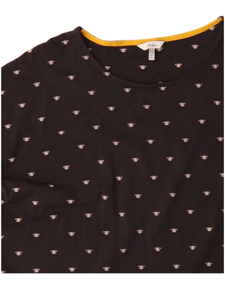 JOULES Abito T-shirt oversize da donna con motivo astratto UK 14 Large Nero