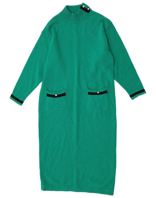 Abito maglione da donna Stefanel UK 12 Lana vergine color block verde medio