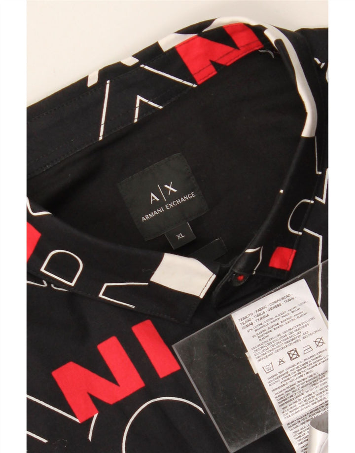 ARMANI EXCHANGE Camicia grafica da uomo con motivo astratto XL cotone nero