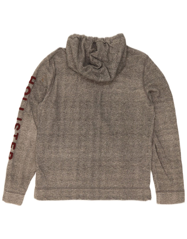 Maglione con cappuccio e zip grafica da uomo Superdry in cotone screziato grigio medio