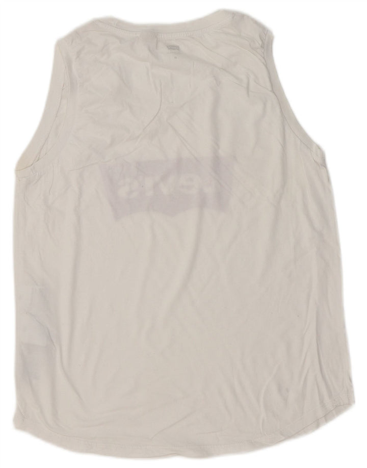 LEVI'S Canottiera grafica da donna UK 14 Cotone bianco medio