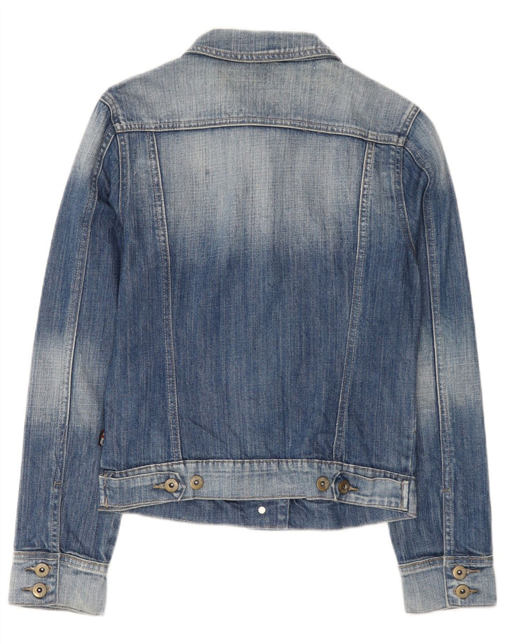Giacca di jeans vintage da donna UK 12 cotone blu medio