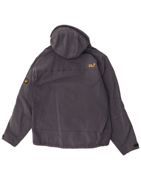 Giacca antipioggia con cappuccio da uomo Jack Wolfskin UK 40/42 Large Blu Navy in poliammide