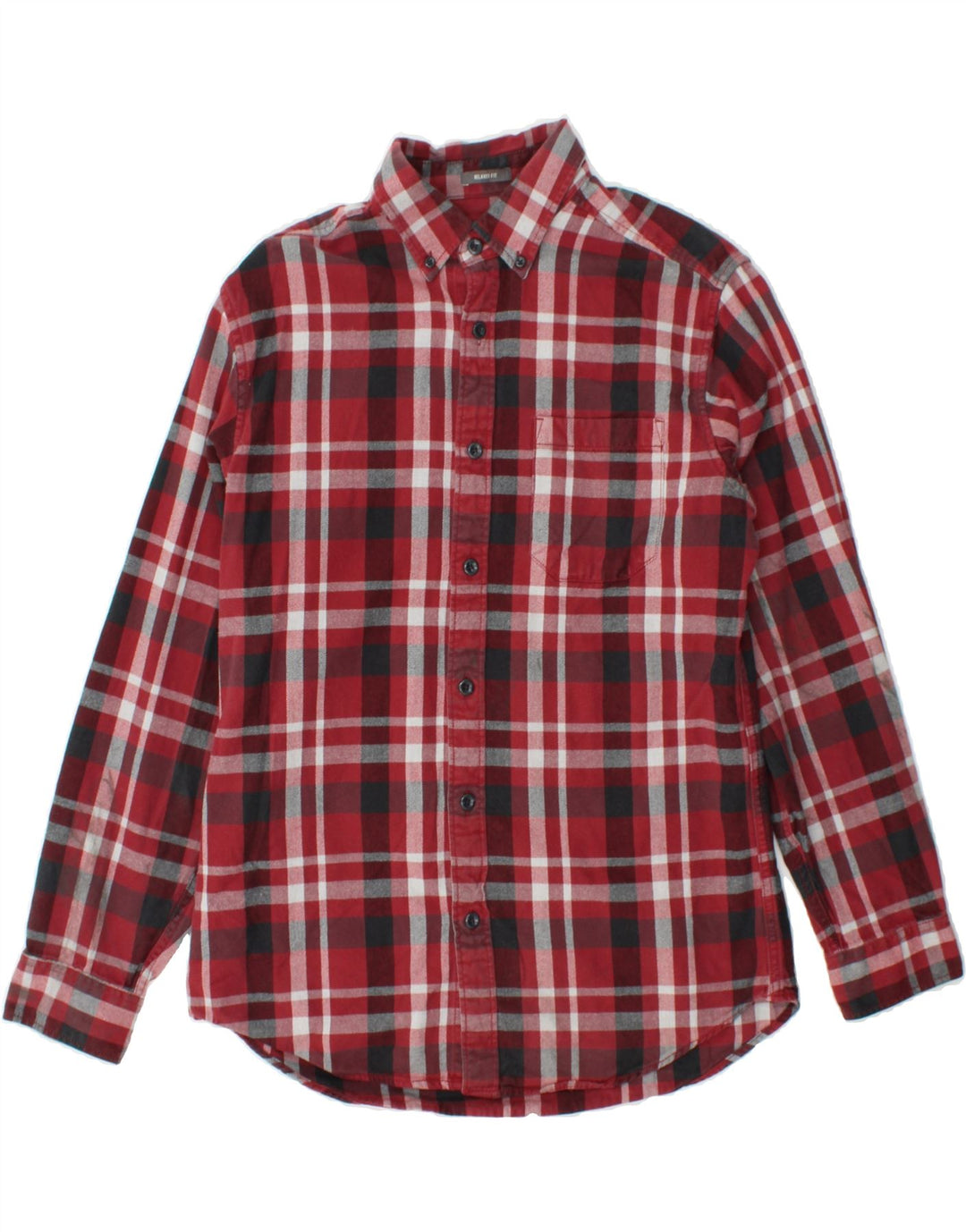 EDDIE BAUER Mens Relaxed Fit Flannel Shirt Small Red Check Cotton Vintage Eddie Bauer and Second-Hand Eddie Bauer from Messina Hembry 