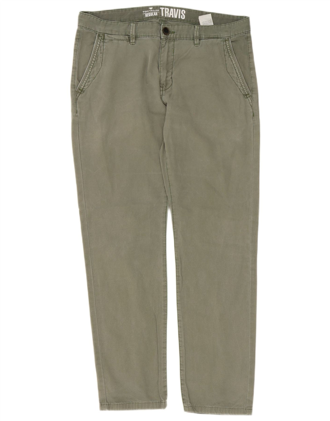 Pantaloni chino vestibilità regolare da uomo Tom Tailor W34 L32 cotone kaki