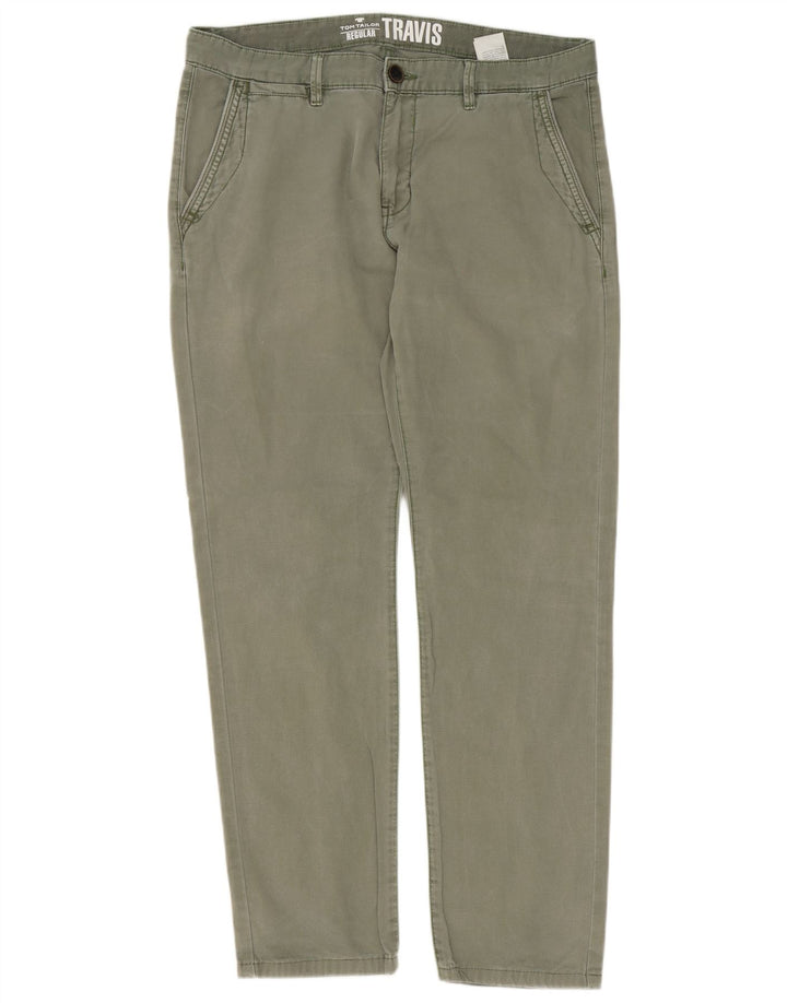 Pantaloni chino vestibilità regolare da uomo Tom Tailor W34 L32 cotone kaki