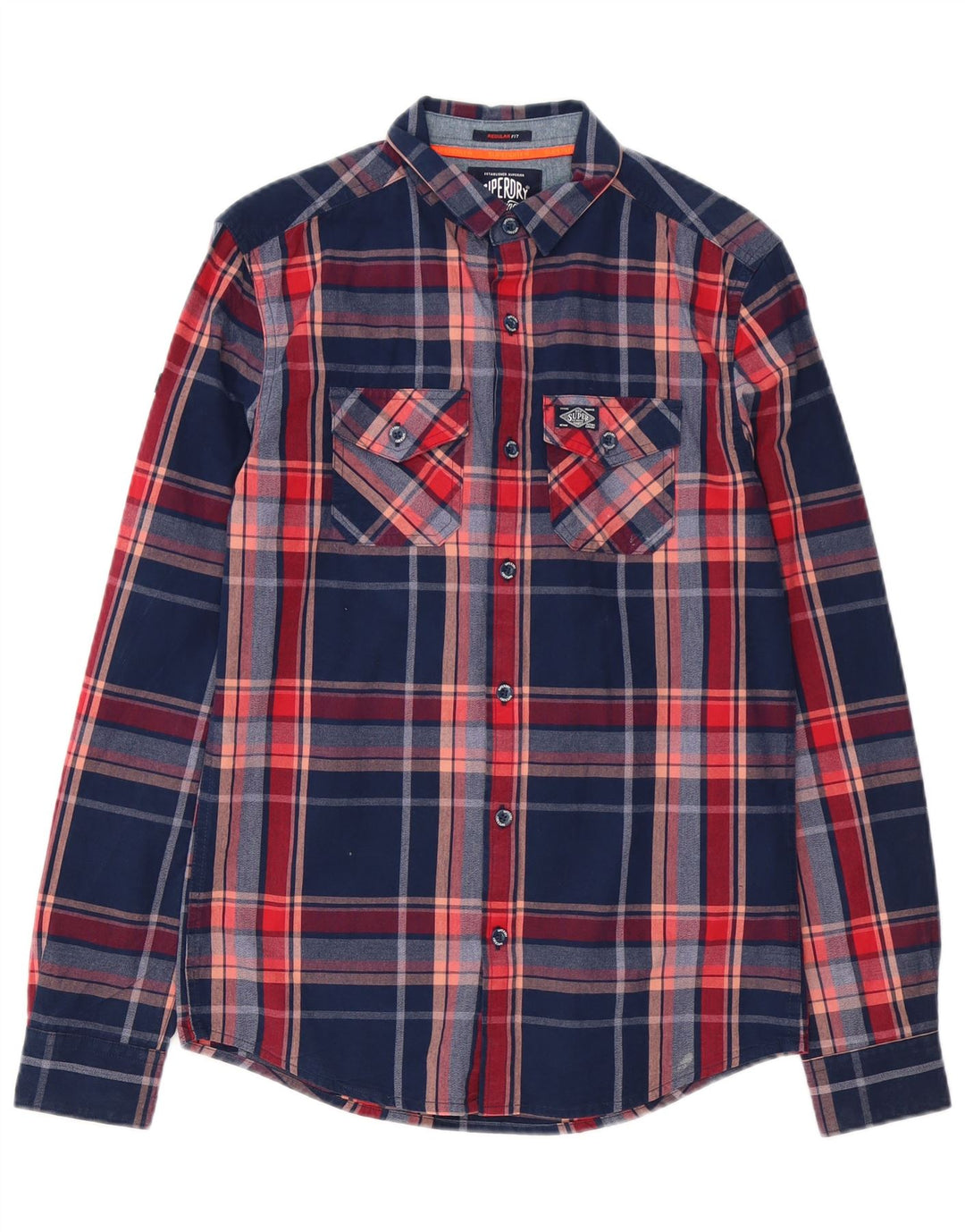Camicia da uomo Superdry XS in cotone a quadri blu navy