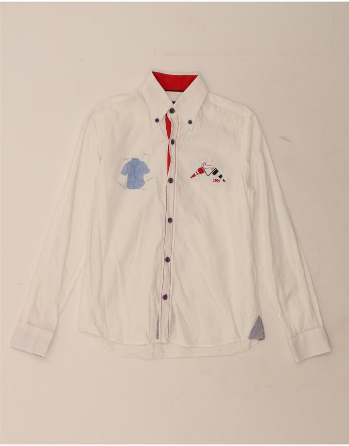 HARMONT & BLAINE Boys Abstract Pattern Graphic Shirt 11-12 Years XL  White Vintage Harmont & Blaine and Second-Hand Harmont & Blaine from Messina Hembry 