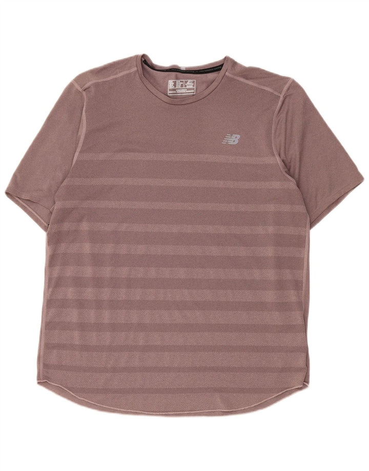 T-shirt da uomo New Balance Top XL poliestere a righe marroni