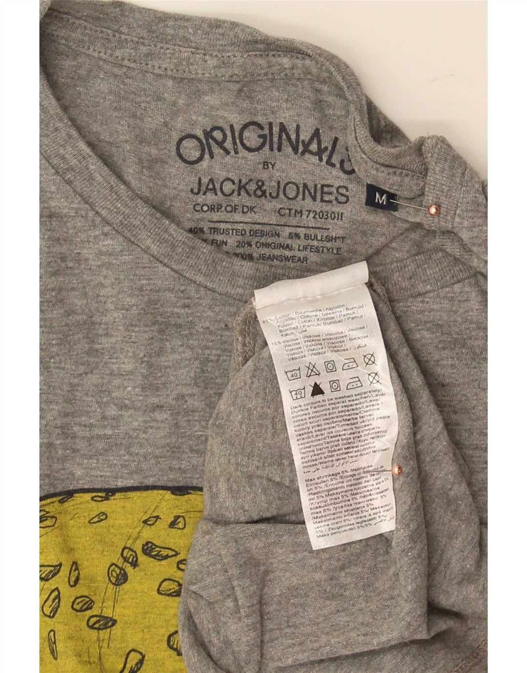 T-shirt grafica da uomo Jack & Jones Top in cotone grigio medio