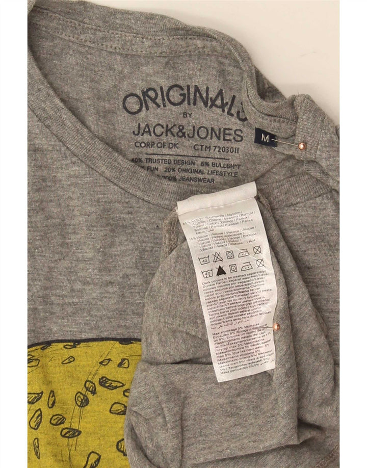 T-shirt grafica da uomo Jack & Jones Top in cotone grigio medio