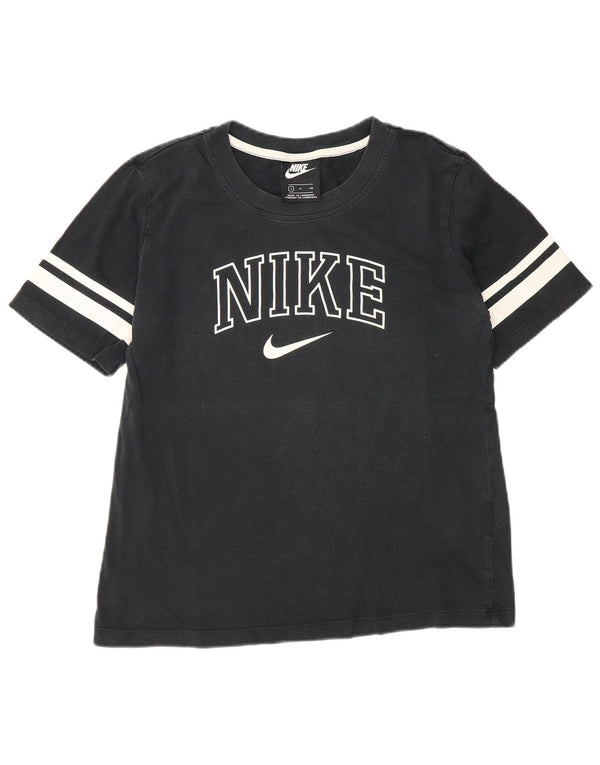 Nike Womens Graphic T-Shirt Top UK 10 Small Black Colourblock